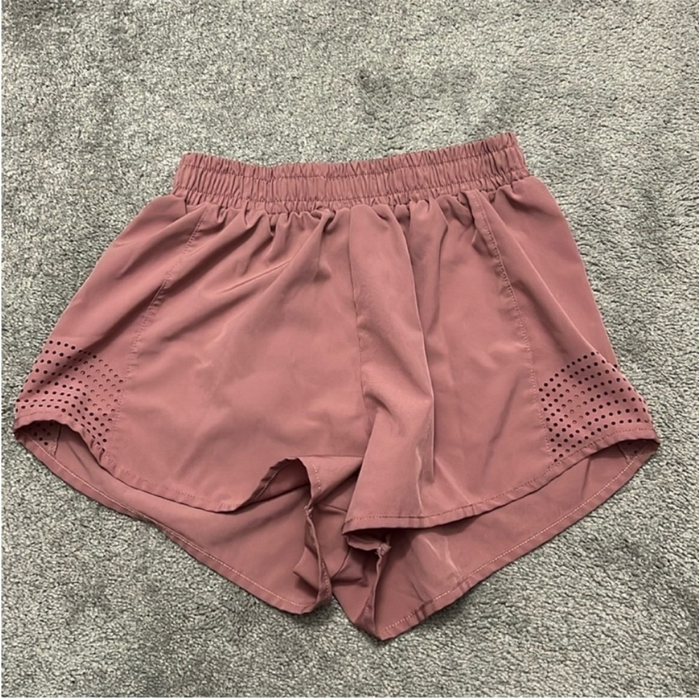 SHEIN Dusty Rose Athletic Shorts with Perforated Side Panels
